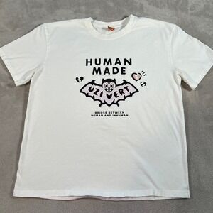 Human Made x Lil Uzi Vert T-Shirt Mens Size Large White Bat Graphic Hip Hop Rap